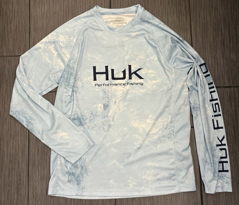 Huk Performance Fishing Pursuit Long Sleeve Crew Shirt Men’s Size Medium Blue
